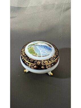 Prospect Point Niagara Falls Porcelain Trinket Box Floral Detail